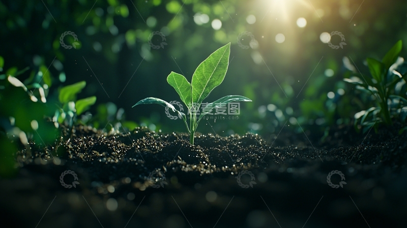 高清大图下载【趣麦麦图】阳光下的小树苗