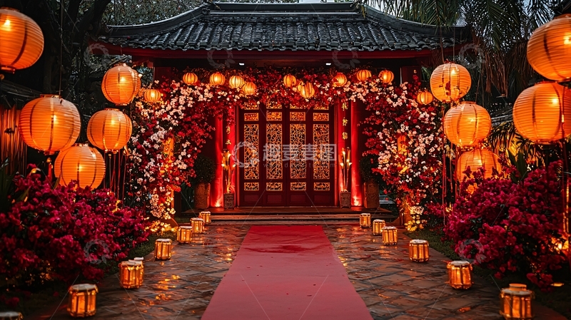 高清大图下载【趣麦麦图】中式庭院灯笼装饰婚礼