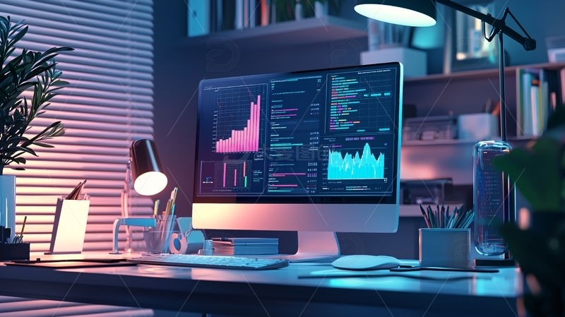 高清大图下载【趣麦麦图】夜间程序员工作桌面