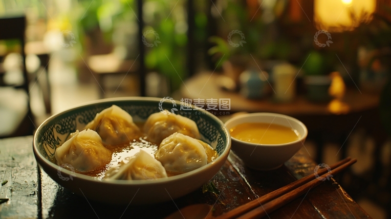 高清大图下载【趣麦麦图】古色古香餐厅美食小笼包
