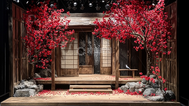 高清大图下载【趣麦麦图】日式庭院舞台场景