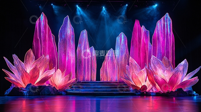 高清大图下载【趣麦麦图】粉紫色水晶舞台布景
