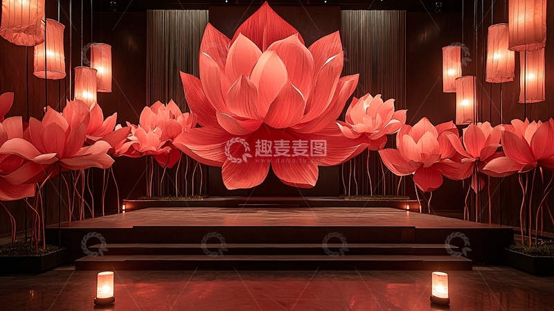 高清大图下载【趣麦麦图】莲花舞台背景