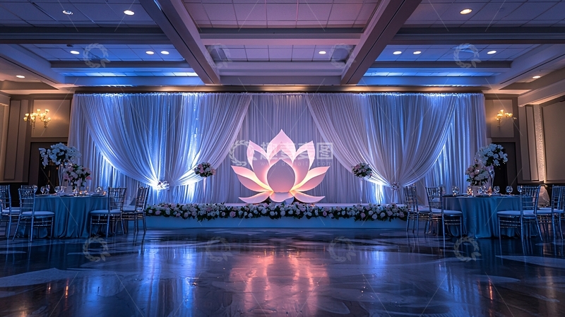 高清大图下载【趣麦麦图】梦幻蓝色灯光舞台背景