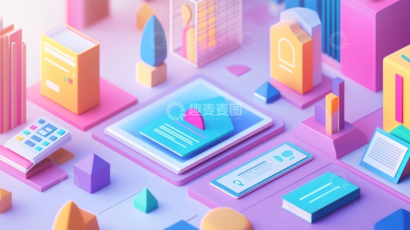 高清大图下载【趣麦麦图】低多边形彩色几何图形