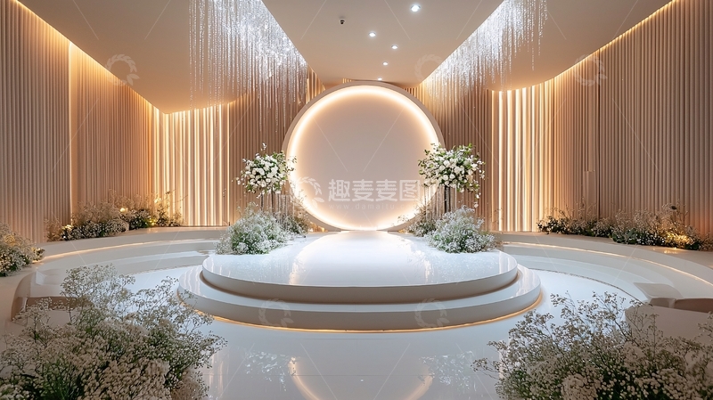 高清大图下载【趣麦麦图】简约白色圆形舞台