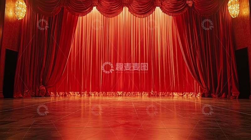 高清大图下载【趣麦麦图】红色幕布舞台光束