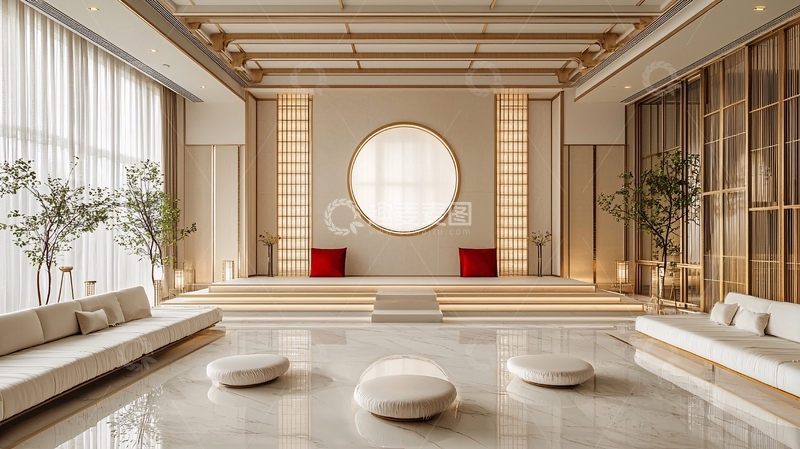 高清大图下载【趣麦麦图】中式风格会客厅