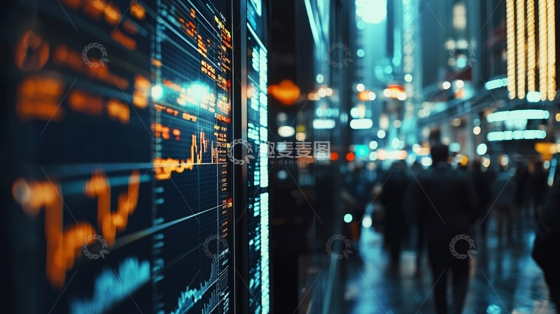 高清大图下载【趣麦麦图】纽约夜景金融数据显示屏
