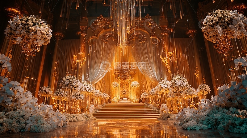 高清大图下载【趣麦麦图】金色奢华的婚礼场景