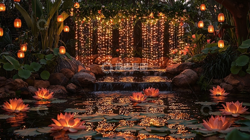 高清大图下载【趣麦麦图】宁静的池塘夜晚美景