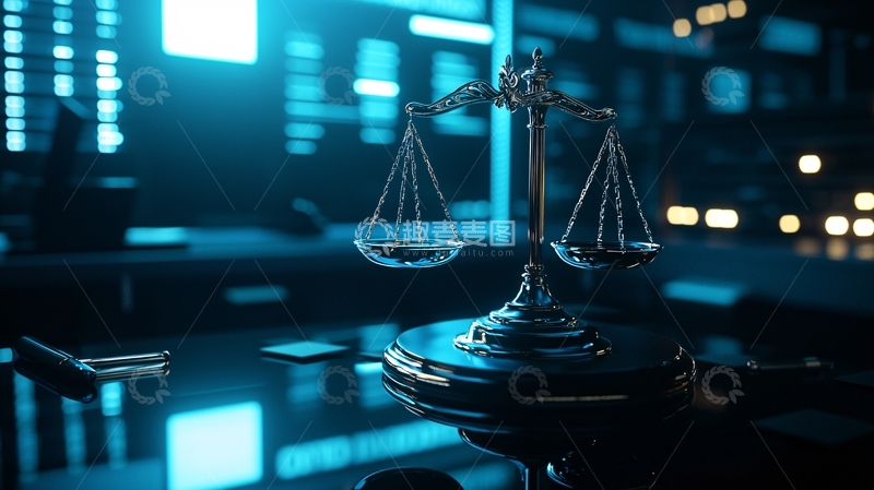 高清大图下载【趣麦麦图】蓝色背景下的天平