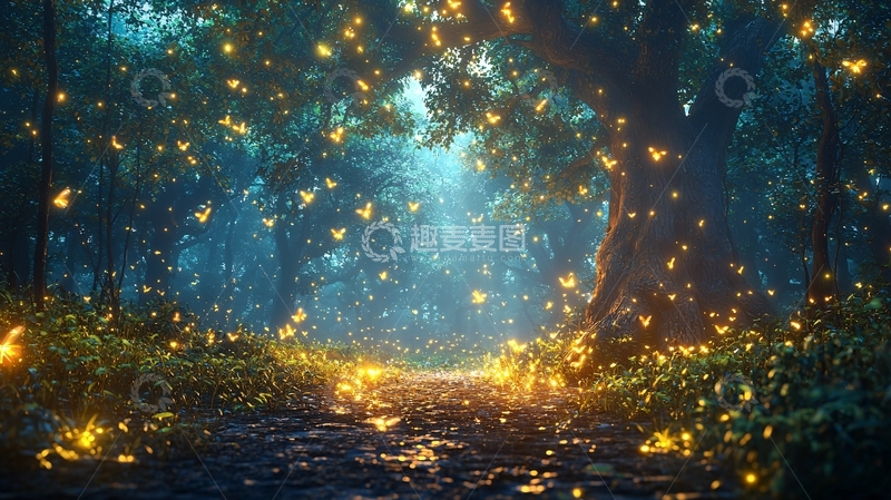 高清大图下载【趣麦麦图】梦幻森林夜景