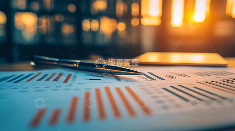 高清大图下载【趣麦麦图】办公桌上的报表与笔