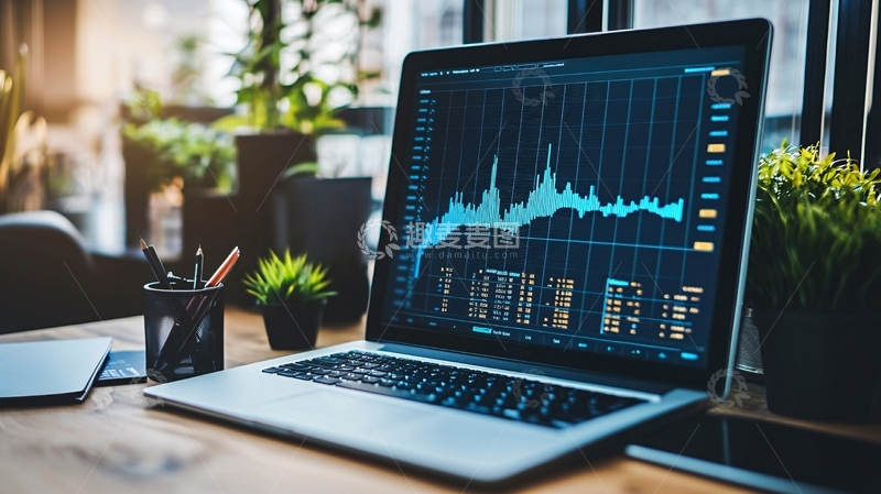 高清大图下载【趣麦麦图】笔记本电脑股票图表