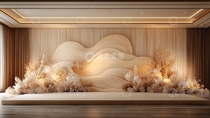 高清大图下载【趣麦麦图】米色婚礼舞台背景