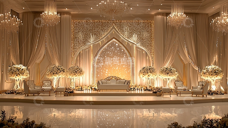 高清大图下载【趣麦麦图】奢华舞台背景金色调