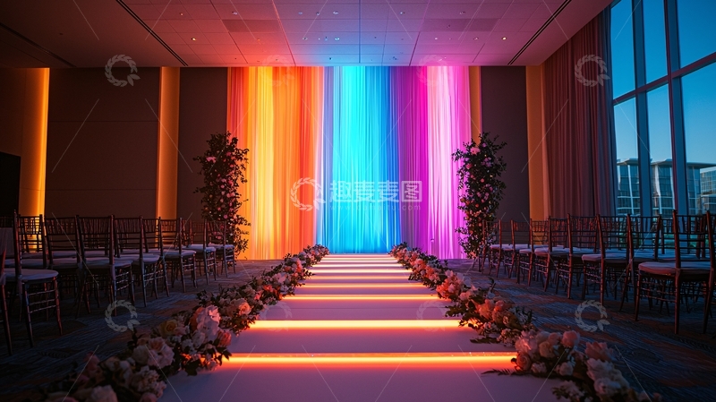 高清大图下载【趣麦麦图】彩色灯光照亮的婚礼现场