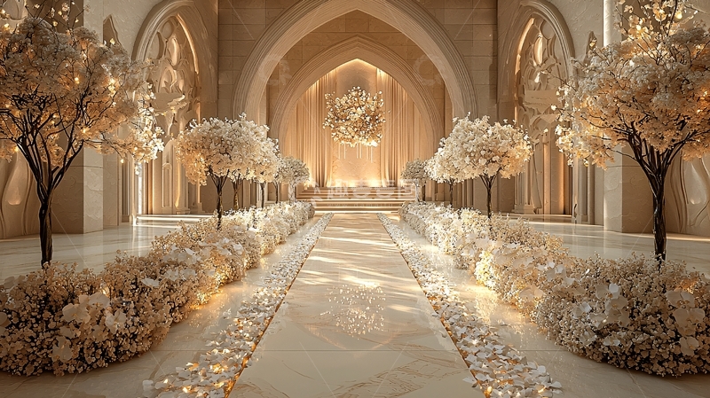 高清大图下载【趣麦麦图】华丽的白色大厅婚礼