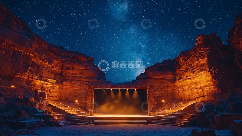 高清大图下载【趣麦麦图】峡谷星空舞台夜景