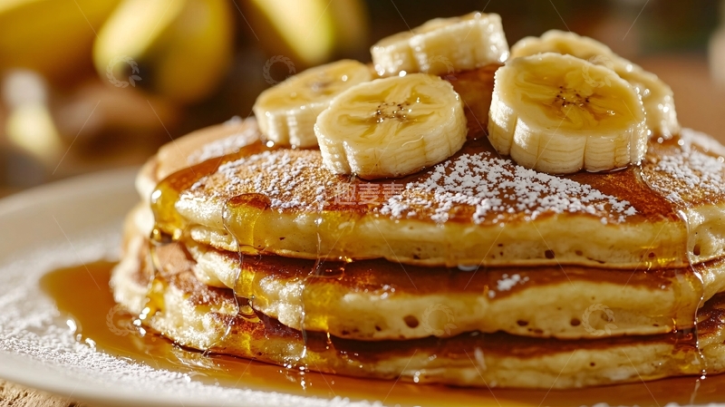 高清大图下载【趣麦麦图】美味香蕉煎饼早餐