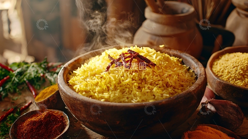 高清大图下载【趣麦麦图】热气腾腾的黄米饭