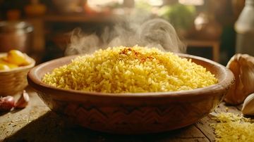 黄澄澄的米饭热气腾腾