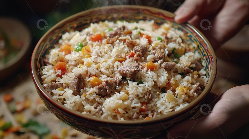 高清大图下载【趣麦麦图】香喷喷的肉丁炒饭