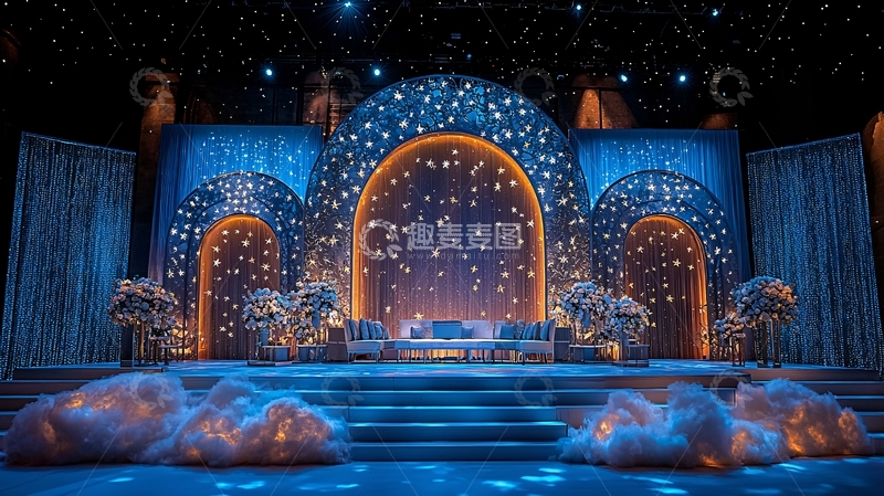 高清大图下载【趣麦麦图】蓝色星空婚礼舞台