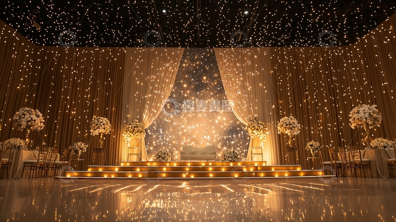 高清大图下载【趣麦麦图】金色婚礼舞台背景