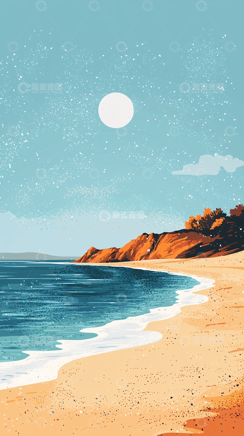 高清大图下载【趣麦麦图】海滩边
