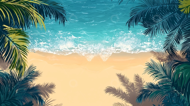 高清大图下载【趣麦麦图】热带海滩鸟瞰图