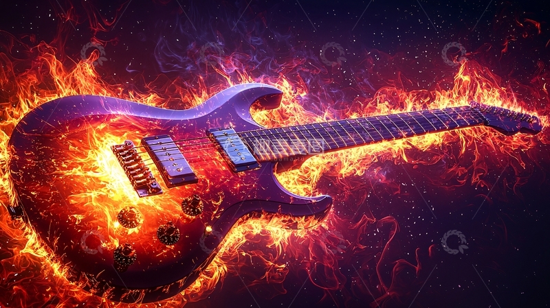 高清大图下载【趣麦麦图】燃烧的电吉他