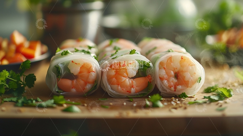 高清大图下载【趣麦麦图】鲜虾春卷