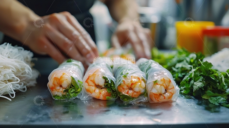 高清大图下载【趣麦麦图】制作越南春卷