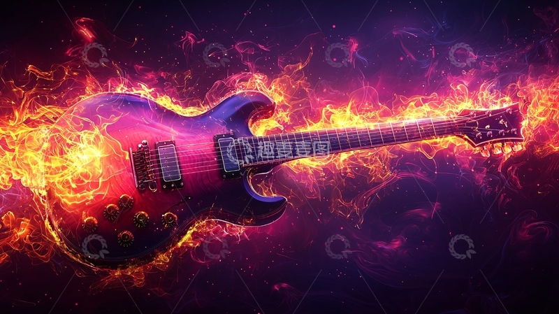 高清大图下载【趣麦麦图】-燃烧的电吉他
