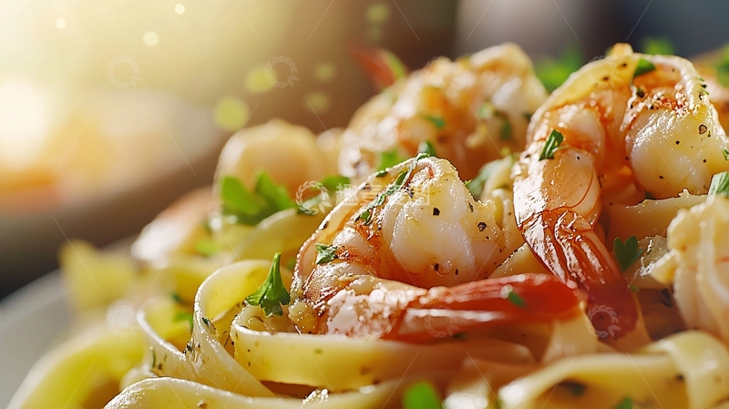 高清大图下载【趣麦麦图】美味虾仁意面
