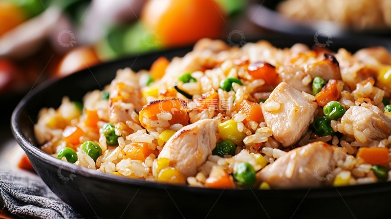 高清大图下载【趣麦麦图】鸡肉蔬菜炒饭