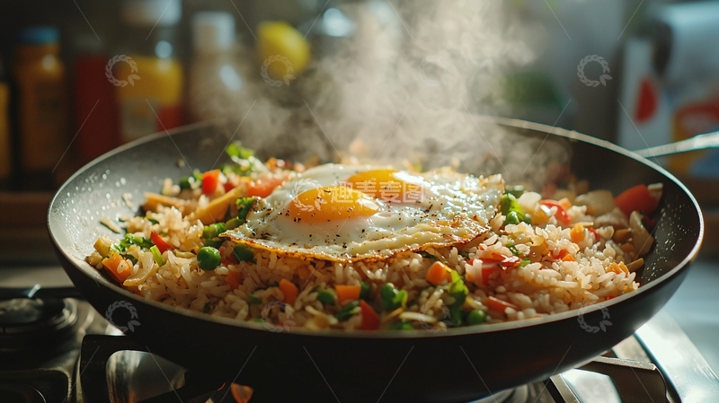 高清大图下载【趣麦麦图】煎蛋炒饭