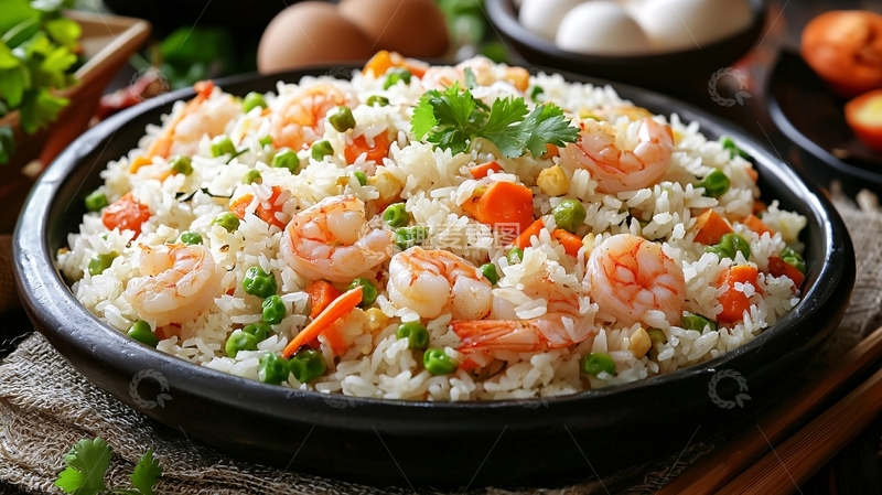高清大图下载【趣麦麦图】虾仁炒饭