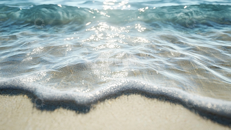 高清大图下载【趣麦麦图】海浪拍打沙滩的瞬间