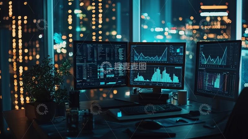 高清大图下载【趣麦麦图】夜景办公桌