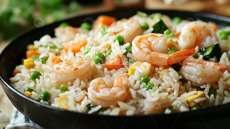高清大图下载【趣麦麦图】虾仁炒饭