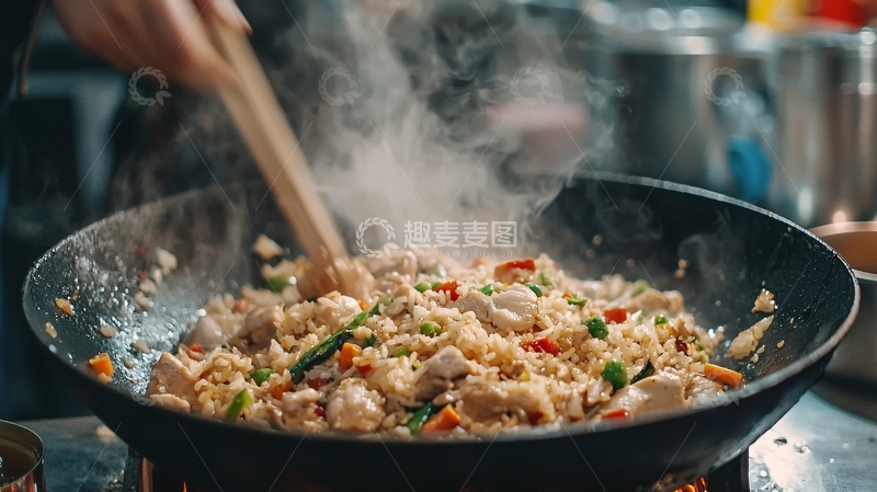 高清大图下载【趣麦麦图】热气腾腾的炒菜