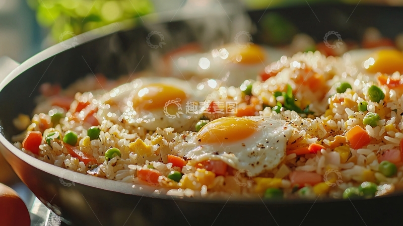 高清大图下载【趣麦麦图】煎蛋炒饭