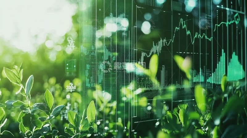 高清大图下载【趣麦麦图】绿色植物与金融图表
