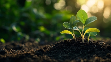 阳光下破土而出的幼苗