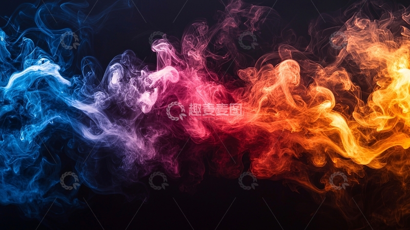 高清大图下载【趣麦麦图】多彩烟雾在黑色背景中