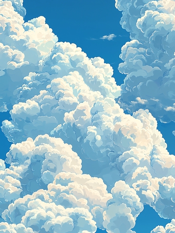 蓝天白云棉花糖般