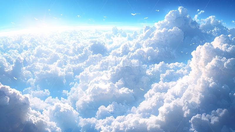 高清大图下载【趣麦麦图】云层之上阳光明媚的天空